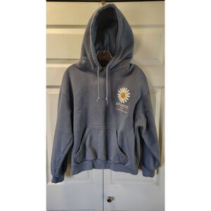 Pacific Republic Pull&Bear Daisy Good Vibrations Hoodie Slate Blue Womens Small